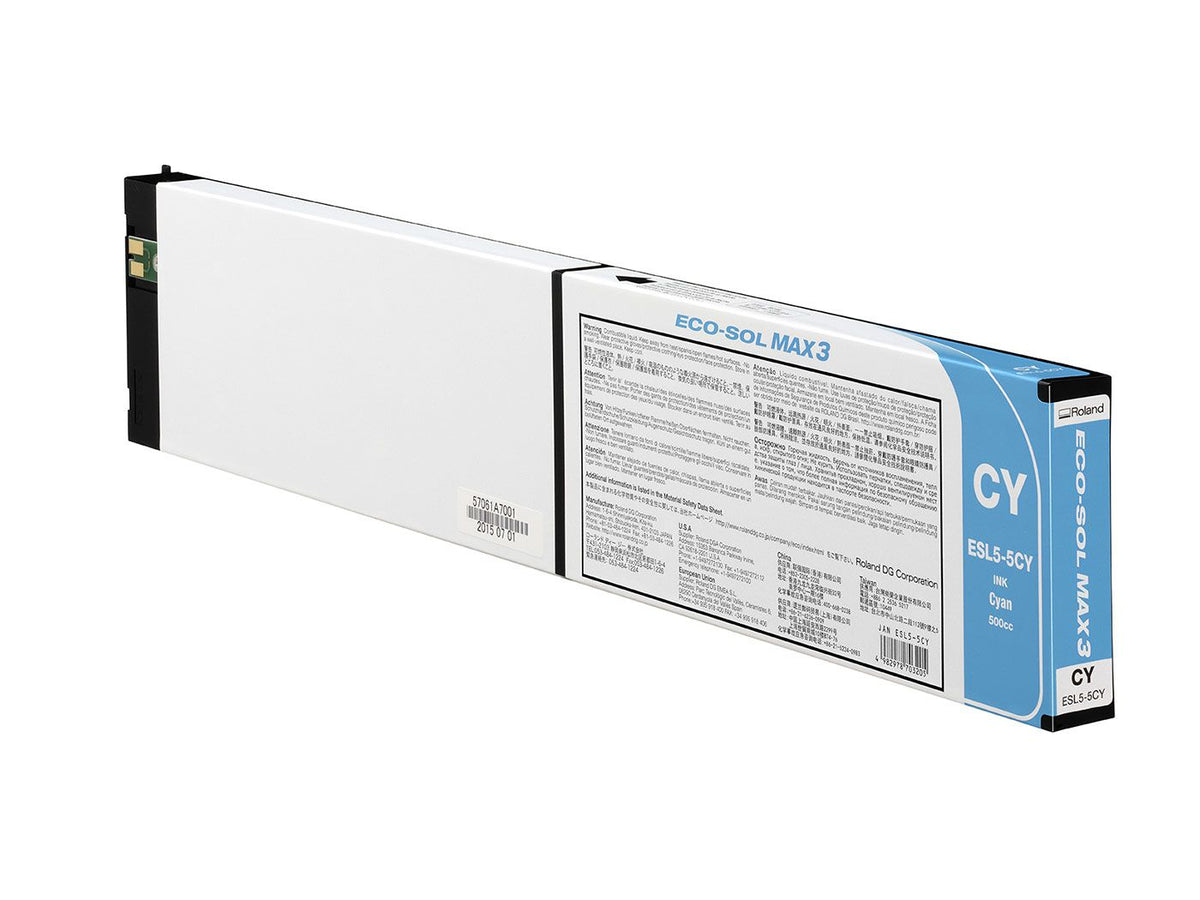 Encre Roland ECO-SOL MAX 3 (ESL5) — Cyan 500 cc (ESL5-5CY)