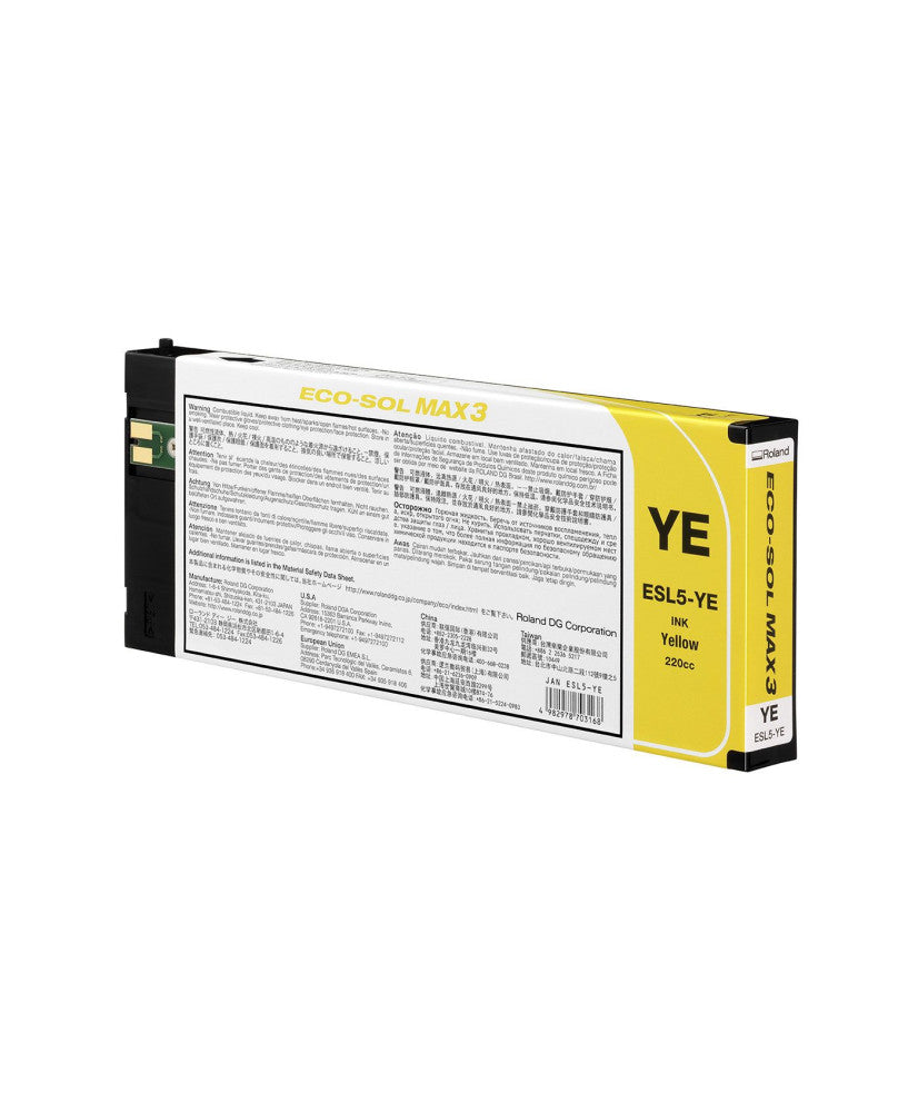 Encre Roland ECO-SOL MAX 3 (ESL5) — Jaune 220 cc (ESL5-YE)